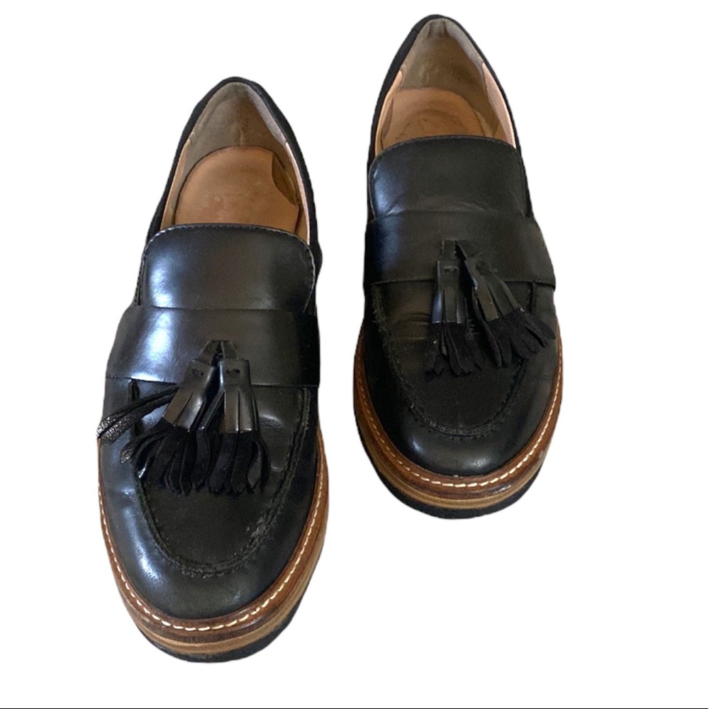 Clarks Black Leather Loafers with Tassels